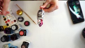 Как отреставрировать зеркальный слой елочные игрушки Красная шапочка glasmal farbe и mirror effect