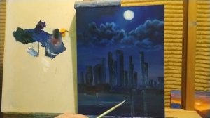 Рисуем Москва Сити маслом