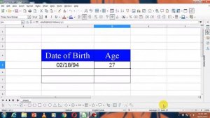 How to calculate Age using a Date of Birth in Libreoffice calc