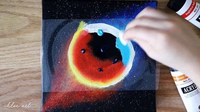 Black Canvas Painting Tutorial | galaxy planet | Acrylic Painting Tutorial For Beginners #72 смотреть онлайн