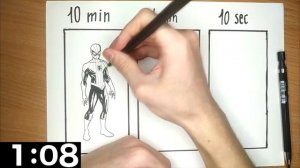 Рисую ЧЕЛОВЕКА ПАУКА за 10 минут 1 минуту 10 секунд / Drawing Spider-man 10 min 1 min 10 sec