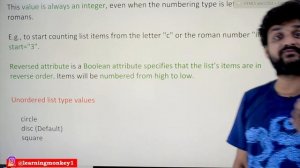 Understanding type start and reversed Attributes for Ordered ol and Unordered ul  lists || Lesson 2