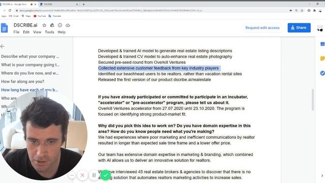 Стартап DSCRIBE, автоматизированный листинг для риэлторов. подается в акселератор YCombinator. Обзо смотреть онлайн