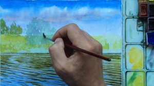 Уроки рисования. Рисуем пейзаж с водой. Акварель. В этом видеоуроке пишем пейзаж акварелью.