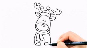 How to draw a Christmas deer . Как нарисовать оленя Санты  / MimiDom Art