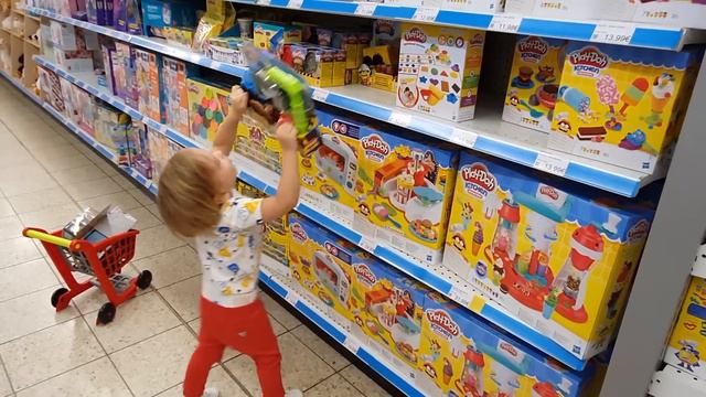 Deni doing Shopping in Toy Store Let`s go shopping song for kids