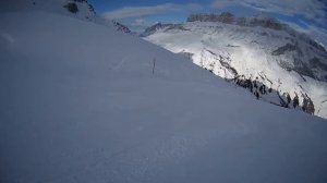 Skiing in the Dolomites. Black slope: Fodoma, from Porta Vescovo. 31 December 2014