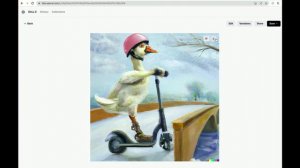 Create art examples with DALL·E neural network (with Goose, scooter, glasses, book, moon)