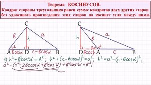 Теорема косинусов с доказательством