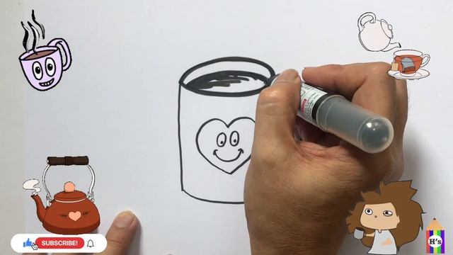 How To Draw a Cute Cup of Coffee | Рисуем милую чашку кофе для детей смотреть онлайн