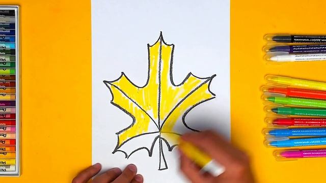 Как нарисовать ЛИСТ КЛЕНА - рисунки осенью для детей смотреть онлайн