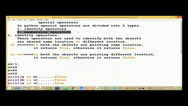 Special Operators In Python | Idendity, Membership Operators In Python | Learn Python Online