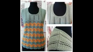 Кофточка из пряжи Ализе котон голд. Вязание переда изделия, плечевые швы, обработка горловины.