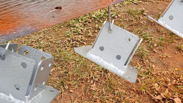 190 Делаем навес  Кронштейны для столбов 5