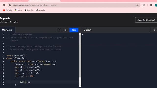 High sum and Low sum in Java