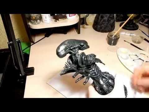 Полимерная Глина - ЧУЖОЙ (Polymer Clay - Alien) Процесс Покраски