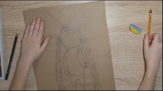 Рисуем куклу на крафтовой бумаге #Draw a doll on craft paper смотреть онлайн
