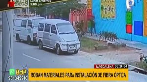 Magdalena: delincuentes ingresan a miniván y se llevan materiales de fibra óptica