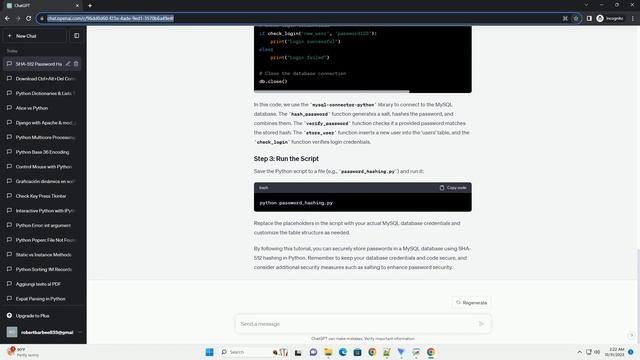 To SHA512 hash a password in MySQL database by Python