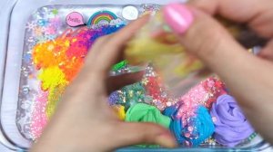 RAINBOW SLIMEMixing Makeup Eyeshadow Random into slime #Satisfying #slime video #ASMR #슬라임 #スライム