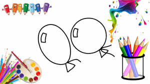 Как нарисовать воздушные шарики. Мультик раскраска. Учимся рисовать простые рисунки для малышей