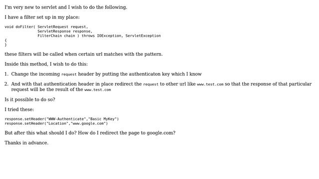 Change the servlet header and redirect to other url in a filter смотреть онлайн