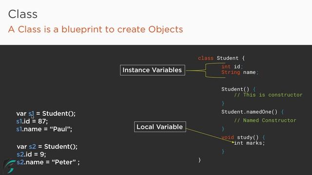 Dart Class, Objects, Constructors, Instance & Field Variables examples. Dart for Flutter #8.3