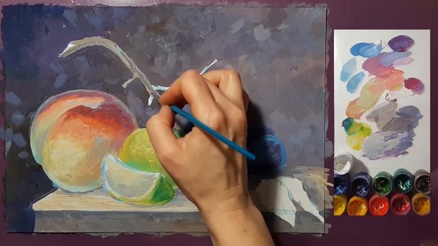Малюємо натюрморт із фруктами/How to paint a still life of fruits смотреть онлайн