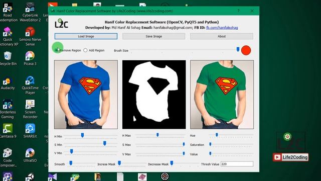 OpenCV Based Color Replacement GUI Software using PyQT5 and OpenCV Library