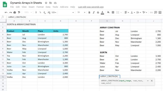 Google Sheets: Dynamic Arrays - SORTN, SPLIT, QUERY, SPARKLINE++