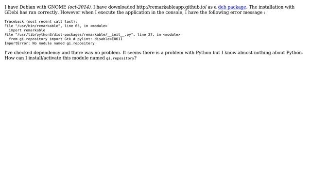 Unix & Linux: Can't run Remarkable, a markdown editor, on Debian GNOME смотреть онлайн