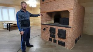 Русская печь Теплушка увеличенного размера с твердотопливным котлом