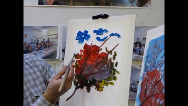 Мастер класс Гуашь Цветы на ветках смотреть онлайн