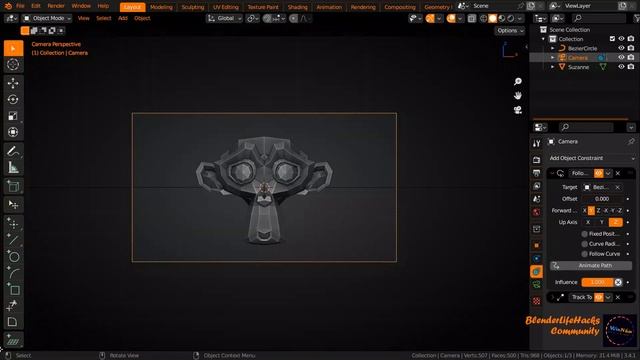 «BlenderLiveHacks community» вращение камеры вокруг объекта