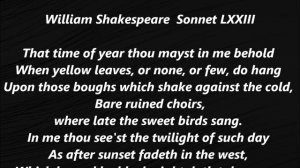 Sonnet 73 Song LXXIII William SHAKESPEARE Poem words lyrics That time of year aging dying death poe