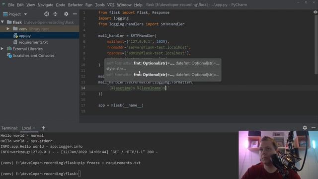 Python - Flask - Email logging errors to system administrator or developer