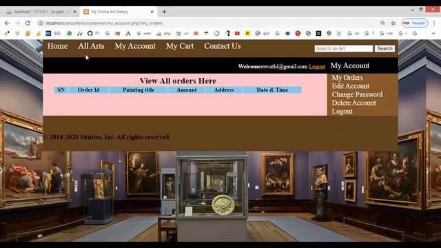 Online Art Gallery Management System in PHP
