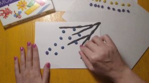 Осенняя ветка. Лепка из пластилина.