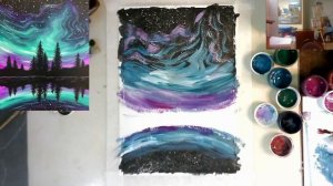 Северное сияние гуашь