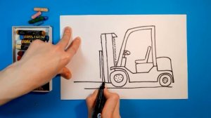 Как нарисовать ПОГРУЗЧИК. Рисуем с детьми. How to draw a LIFT TRUCK.