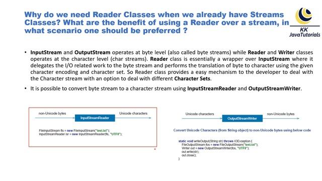 Why do we need Reader Classes when we already have Streams Classes in Java?[Java Interview Question