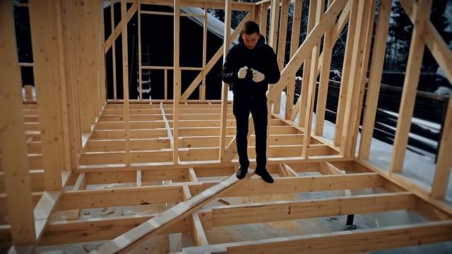 Строительство каркасного дома. Подъем стен каркасного дома. СК "КРЕПОСТЬ" смотреть онлайн