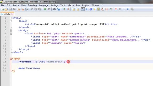 Tutorial web - Mengambil nilai method POST & GET dengan PHP