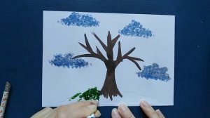 Как нарисовать дерево. Рисуем дерево ватными палочками.