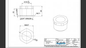 FreeCAD22 KH017 Накидной болт 3/4" для трубы Вращение Булева операция многоугольник