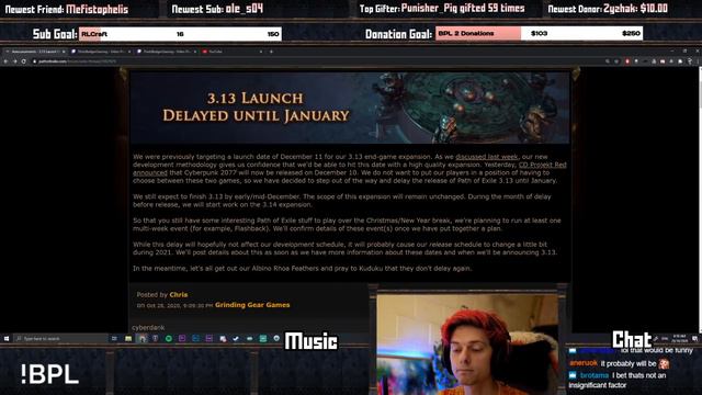 [PoE] Path of Exile 3.13 DELAYED because of Cyberpunk 2077? (Badgers Thoughts) смотреть онлайн