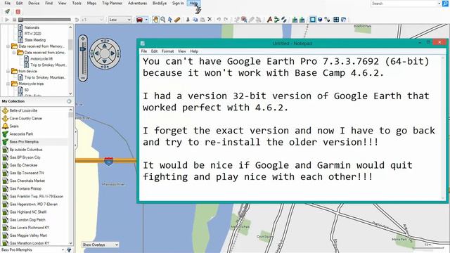 Garmin Base Camp / BaseCamp 4.6.2 and Google Earth Pro 7.3.3.7692 смотреть онлайн
