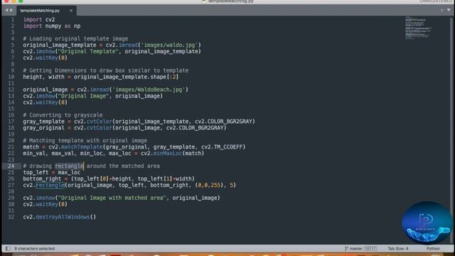Object detection by template matching