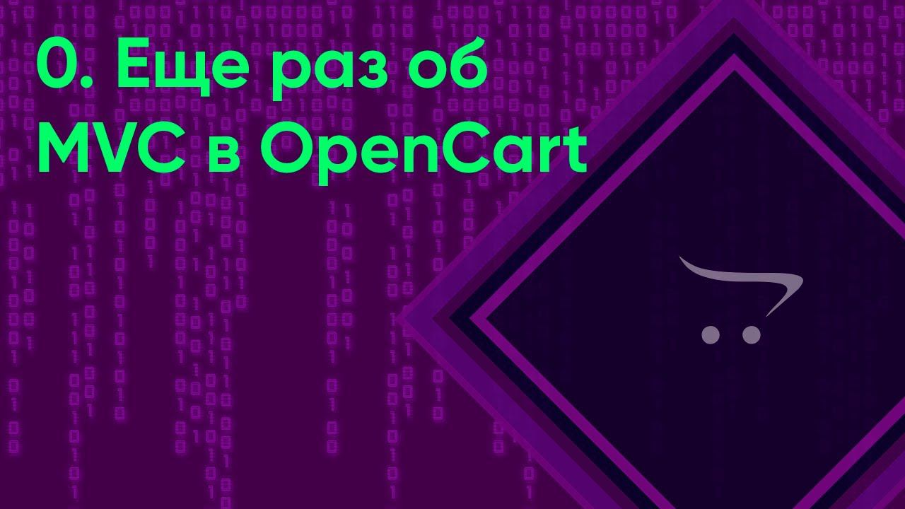0. Еще раз об MVC в OpenCart | Документация разработчика OpenCart (ocStore)