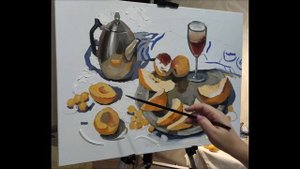Пастозная живопись маслом. Как писать мастихином. Натюрморт "Дыни". Онлайн урок, школа живописи.